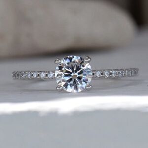 1.25Ct Diamond Round Engagement Ring Sterling Silver Diamond Ring